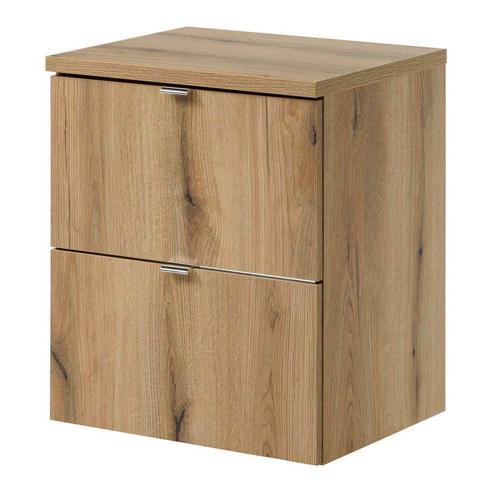 Mobile Sottolavabo NEWPORT da Parete a 2 Cassetti 50x60x40 cm - Effetto Rovere [en.casa]