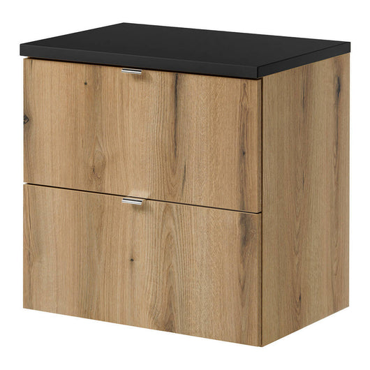 Mobile Sottolavabo NEWPORT da Parete a 2 Cassetti 60x60x40 cm - Effetto Rovere/Nero [en.casa]