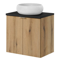 Set NEWPORT Armadio Pensile Sottolavabo con Piano di Lavoro 60x60x40 Effetto Rovere / Nero [en.casa]