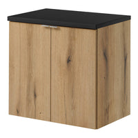 Set NEWPORT Armadio Pensile Sottolavabo con Piano di Lavoro 60x60x40 Effetto Rovere / Nero [en.casa]