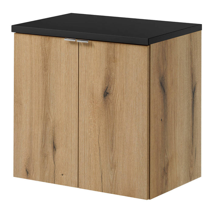 Set NEWPORT Armadio Pensile Sottolavabo con Piano di Lavoro 60x60x40 Effetto Rovere / Nero [en.casa]