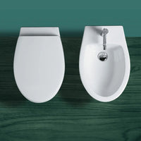 Water singolo filomuro a terra Rimless Simas LFT in ceramica bianco lucido