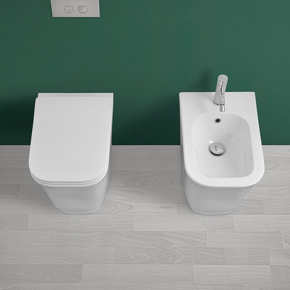 Water singolo filomuro Diometra bianco Rimless completo di Copriwater slim soft close