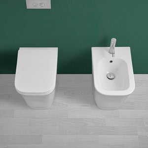 Water singolo filomuro Diometra bianco Rimless completo di Copriwater slim soft close