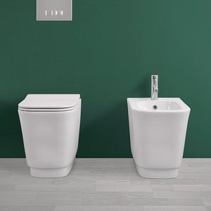 Water singolo filomuro Diometra bianco Rimless completo di Copriwater slim soft close