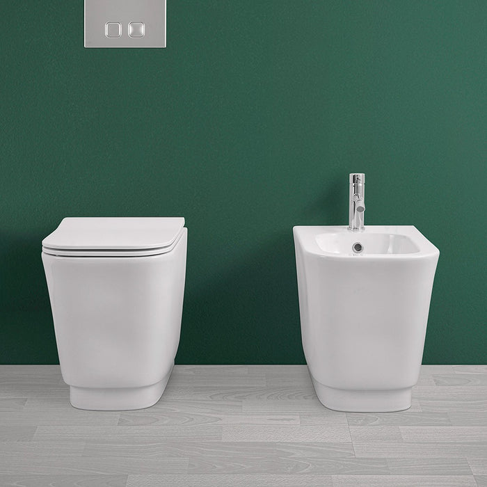 Water singolo filomuro Diometra bianco Rimless completo di Copriwater slim soft close