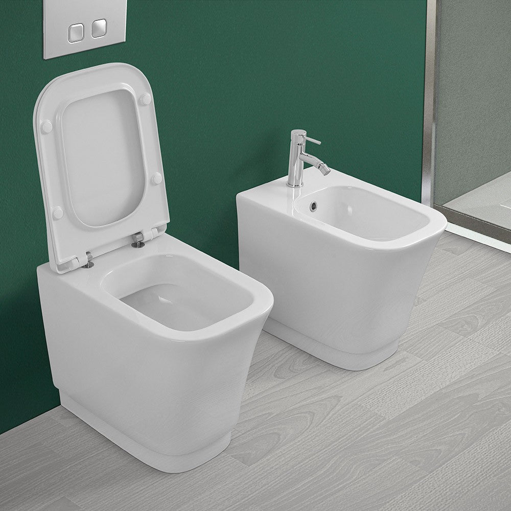 Water singolo filomuro Diometra bianco Rimless completo di Copriwater slim soft close