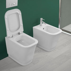 Water singolo filomuro Diometra bianco Rimless completo di Copriwater slim soft close