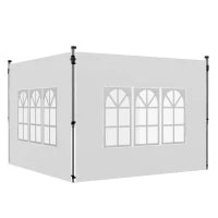 Pareti per Gazebo 3x3 o 3x4 con Finestrelle Incluse, in Plastica e Tessuto Oxford, 295x195 cm, Bianco