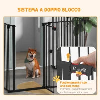 Cancellino per Cani di Taglia Media Pieghevole a 6 Pannelli, in Acciaio e Plastica, 123x102x100 cm, Nero