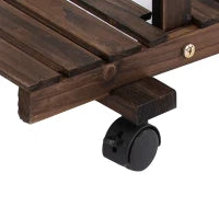 Scaffale Portafiori a 4 Livelli, Fioriera da Esterno e Interno in Legno con 4 Ruote, 123.5 x 33 x 80cm