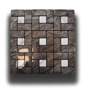 Piastrelle 3D Autoadesive in PET acustiche e isolanti 30x30cm (4mm spessore) MOSAICO NERO E CARRARA