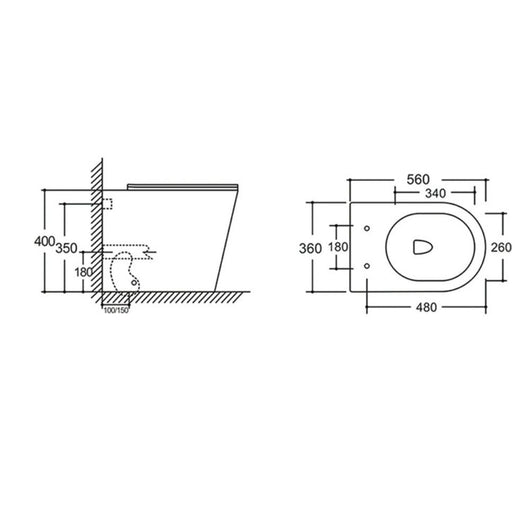 WC a pavimento bianco opaco YJ-3380MW senza brida 36x56x40