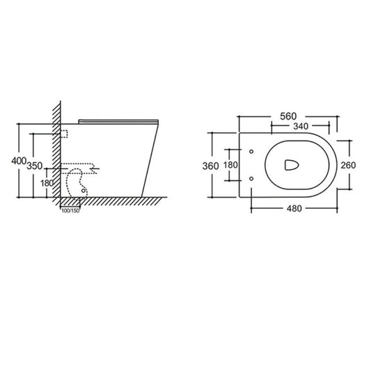 WC a pavimento nero opaco YJ-3380MB senza brida 36x56x40