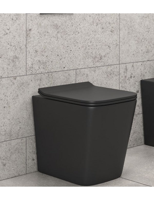 WC da appoggio nero senza bordo Tornado DOUA 52,5x35,5x41 cm con sedile WC