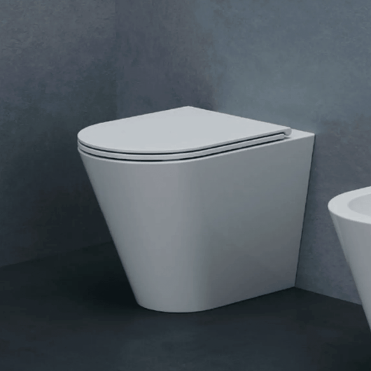 Wc a Terra Senza Brida Azzurra Ceramica "Forma" Bianco Lucido