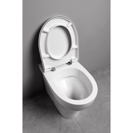 Wc a Terra Senza Brida Azzurra Ceramica "Pratica" Bianco Lucido