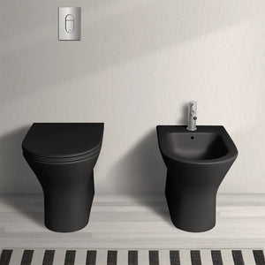 Wc filo muro nero opaco rimless in ceramica serie Feeling