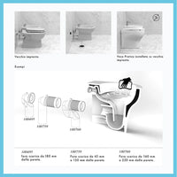 Wc filo muro scarico traslato rimless Azzurra serie Pratica