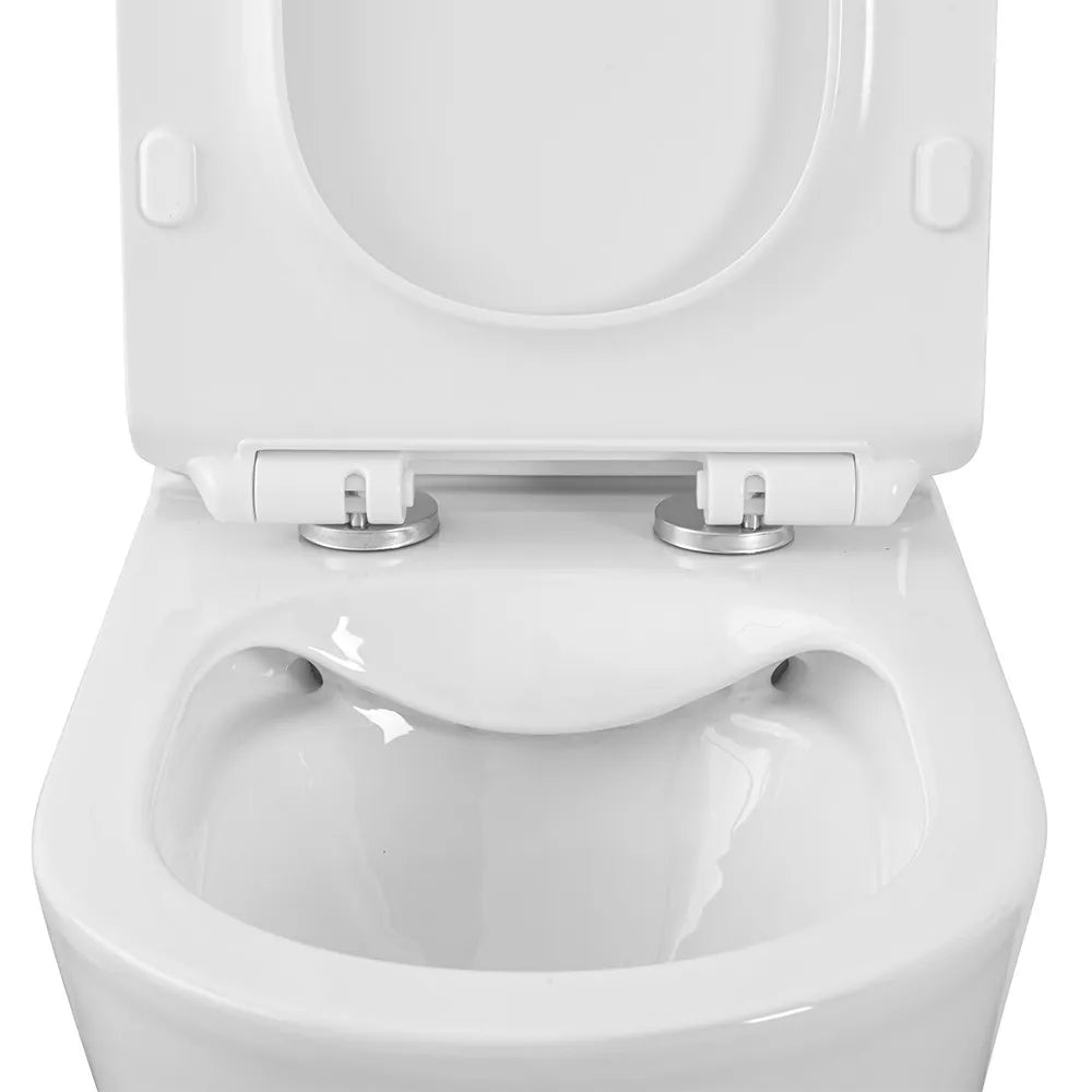 WC filomuro monoblocco Rimless bianco con sedile soft-close Tygo