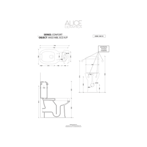 Wc a Terra Monoblocco Tradizionale Con Scarico a Parete Alice Ceramica "Confort" Bianco Lucido