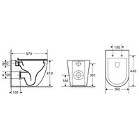 WC MILOS nero senza brida 57x36x38 cm con sedile WC con chiusura ammortizzata