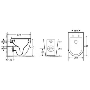 WC MILOS nero senza brida 57x36x38 cm con sedile WC con chiusura ammortizzata