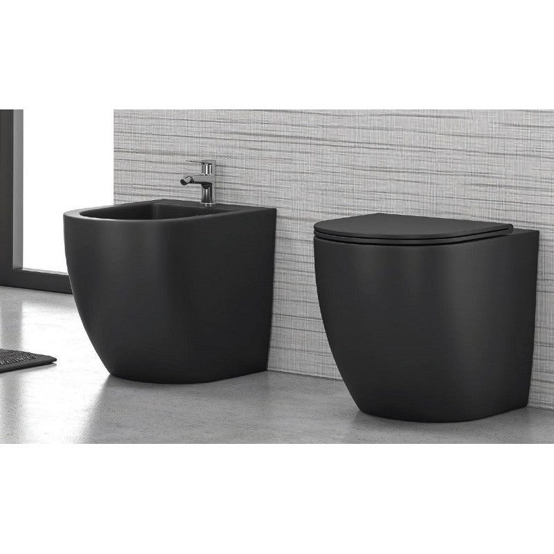 WC MILOS nero senza brida 57x36x38 cm con sedile WC con chiusura ammortizzata