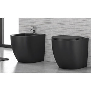 WC MILOS nero senza brida 57x36x38 cm con sedile WC con chiusura ammortizzata