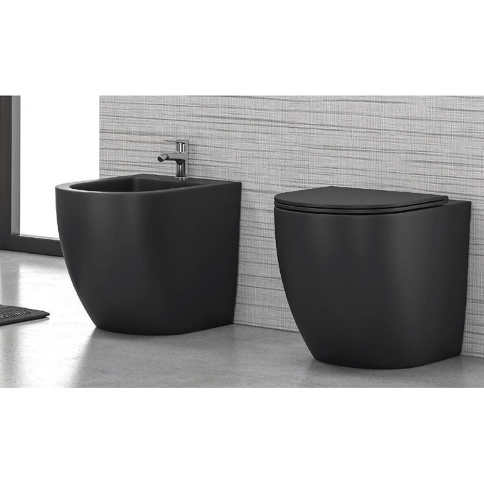 WC MILOS nero senza brida 57x36x38 cm con sedile WC con chiusura ammortizzata