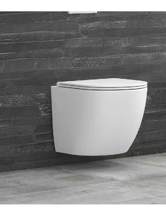 WC senza brida bianco sospeso MILOS 49x37x36 cm con sedile WC a chiusura ammortizzata