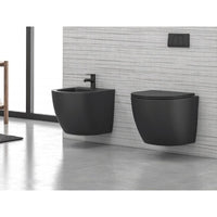 WC sospeso nero senza brida MILOS 49x37x36 cm con sedile a chiusura ammortizzata