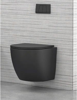 WC sospeso nero senza brida MILOS 49x37x36 cm con sedile a chiusura ammortizzata