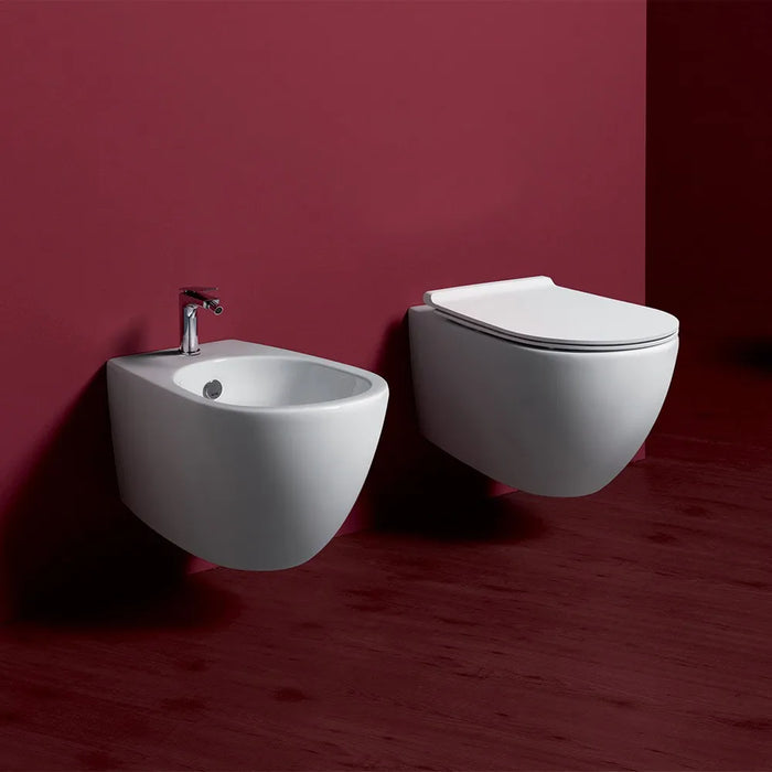 Wc singolo sospeso Simas Vignoni Rimless in ceramica bianco lucido