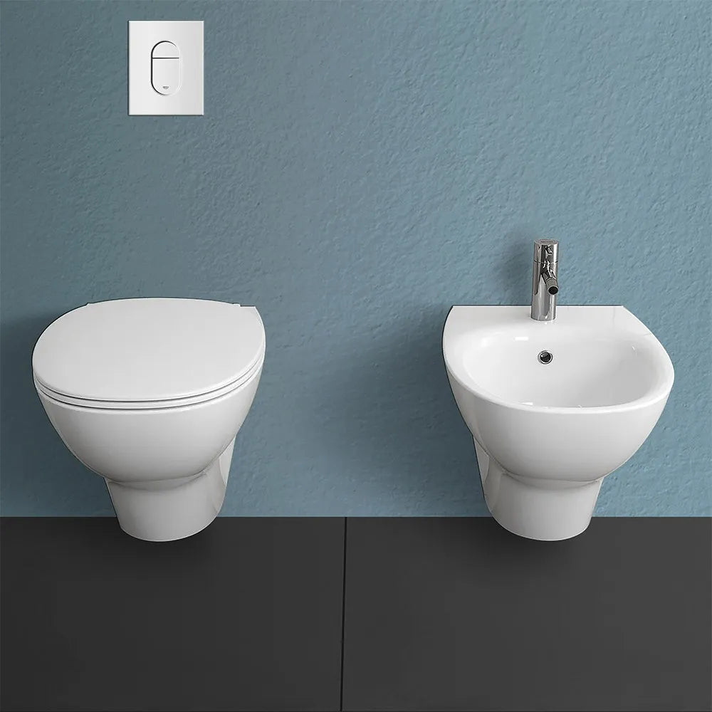 Wc sospeso Rimless serie Morning in ceramica con scarico a parete
