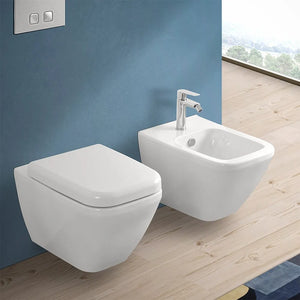 Wc sospeso senza brida Rimless in ceramica bianco lucida  Square