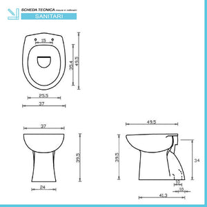 Wc tradizionale a pavimento in ceramica serie Clara