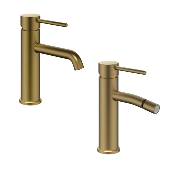 Miscelatori bagno lavabo e bidet serie jazz con leva in metallo e piletta facile installazione *** finitura- oro matt...