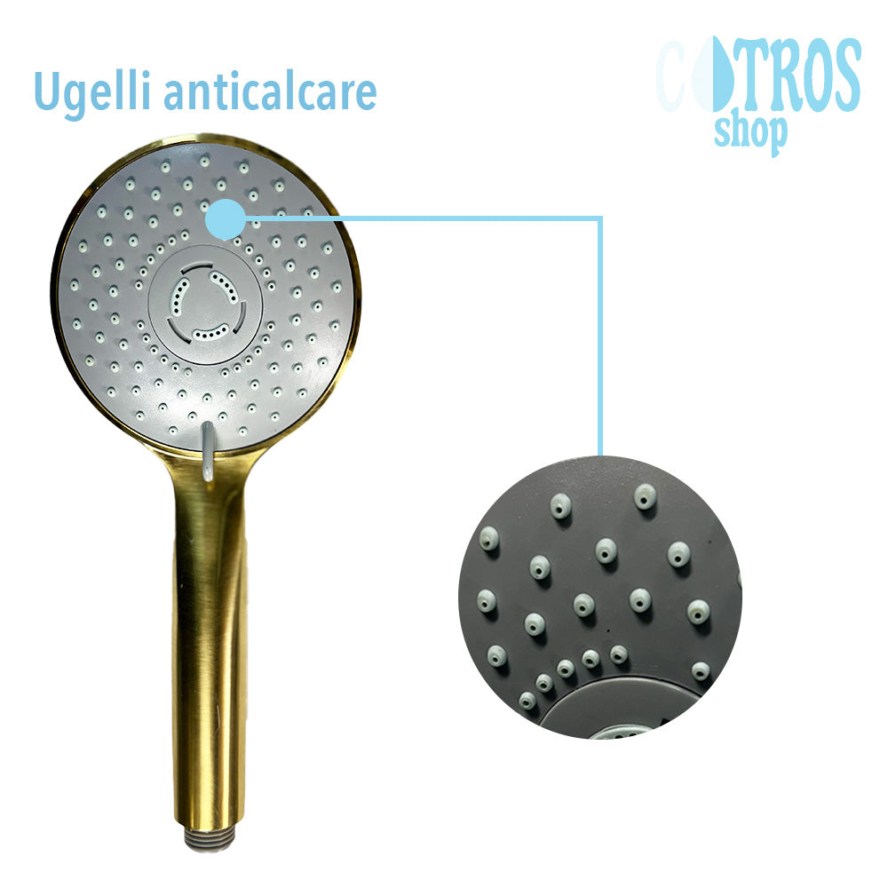 Doccetta oro spazzolato 3 getti ugelli sistema anticalcare