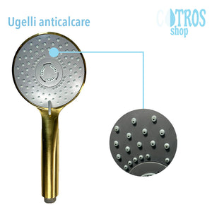 Doccetta oro spazzolato 3 getti ugelli sistema anticalcare