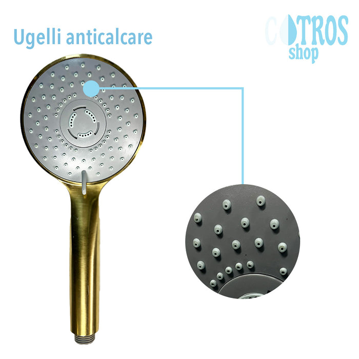 Doccetta oro spazzolato 3 getti ugelli sistema anticalcare