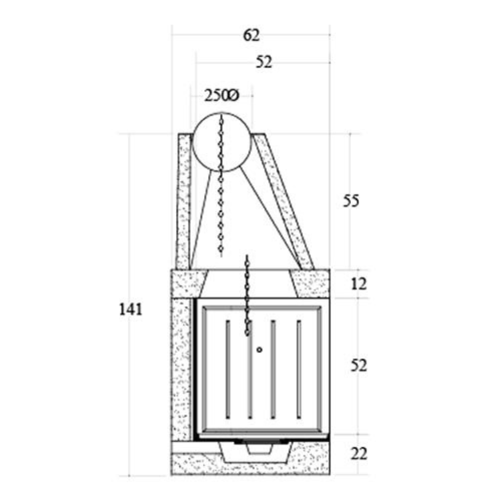 Camino legna prefabbricato ghisa focolare aperto qr100 riscaldamento design
