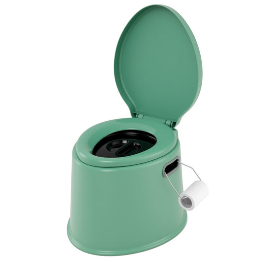 Toilette da viaggio portatile per esterni leggera con secchio interno rimovibile-Supporto per carta igienica rimovibile Verde