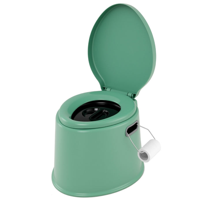 Toilette da viaggio portatile per esterni leggera con secchio interno rimovibile-Supporto per carta igienica rimovibile Verde