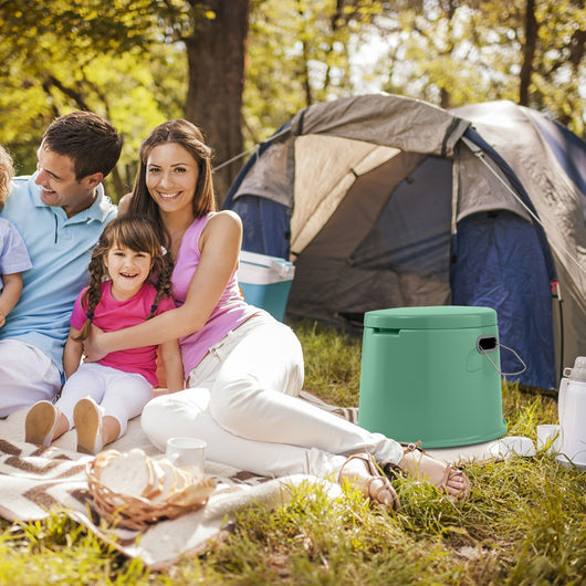 Toilette da viaggio portatile per esterni leggera con secchio interno rimovibile-Supporto per carta igienica rimovibile Verde