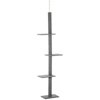 Albero Tiragraffi per Gatti a 4 Livelli con Altezza Regolabile, Grigio, 43x27x228-260cm
