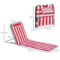 Set 2 Lettini Spiaggia Pieghevoli con Schienale Regolabile a 5 Livelli e Borsa, Rosso
