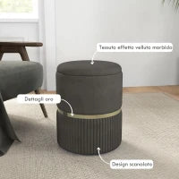 Pouf Contenitore 120 kg max per Soggiorno, Ingresso e Camera, in Poliestere, 36x36x44 cm, Grigio
