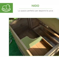 Pollaio per Galline Ovaiole da Esterno con Zona di Corsa, Pollaio per Galline da Esterno con Zona di Nidificazione e Vassoio Estraibile da Giardino in Legno, 200x80x105 cm