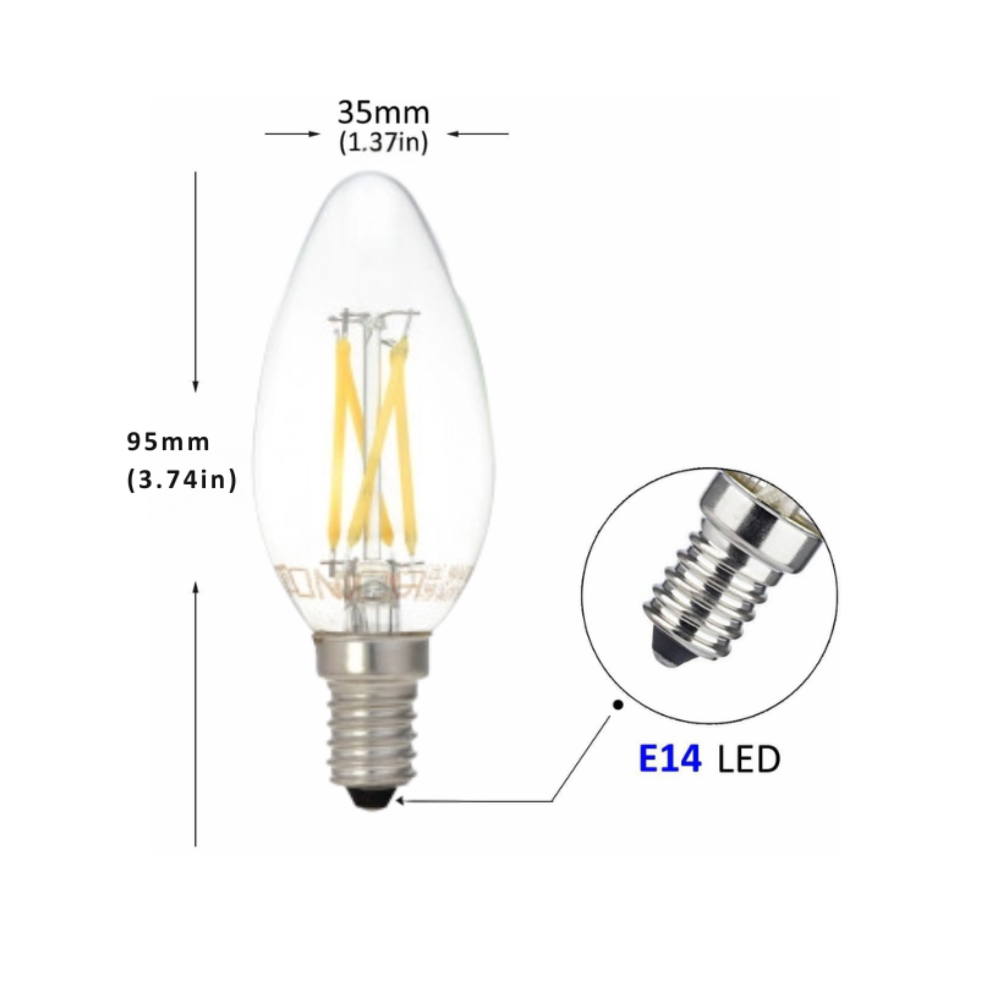 Optonica lampadine led a filamento c35 e14 4w alta efficienza e lunga durata *** temperatura colore lampada 4500k bia...